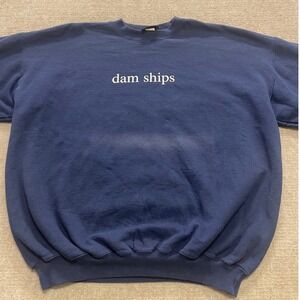 Vtg Navy " Dam Ships " Faded Sweater Pullover‎